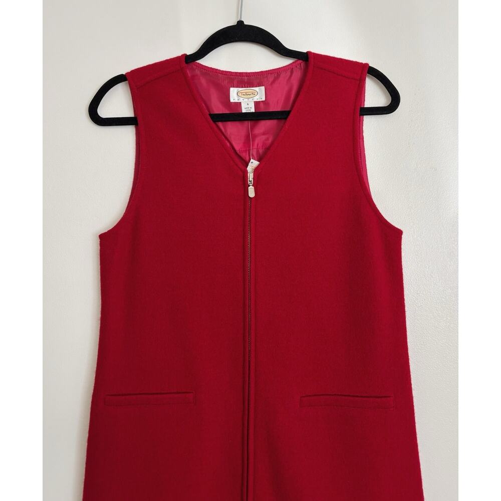 Red Vintage Talbots Petite Wool Zip Front A-line Dress 4P - Picture 2 of 6